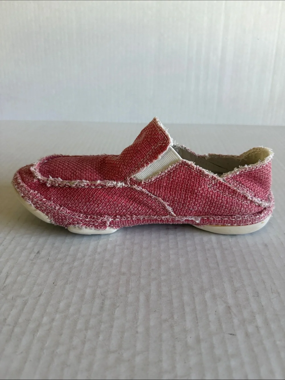 Tony Lama Lipstick Pink Canvas Slip On Shoes